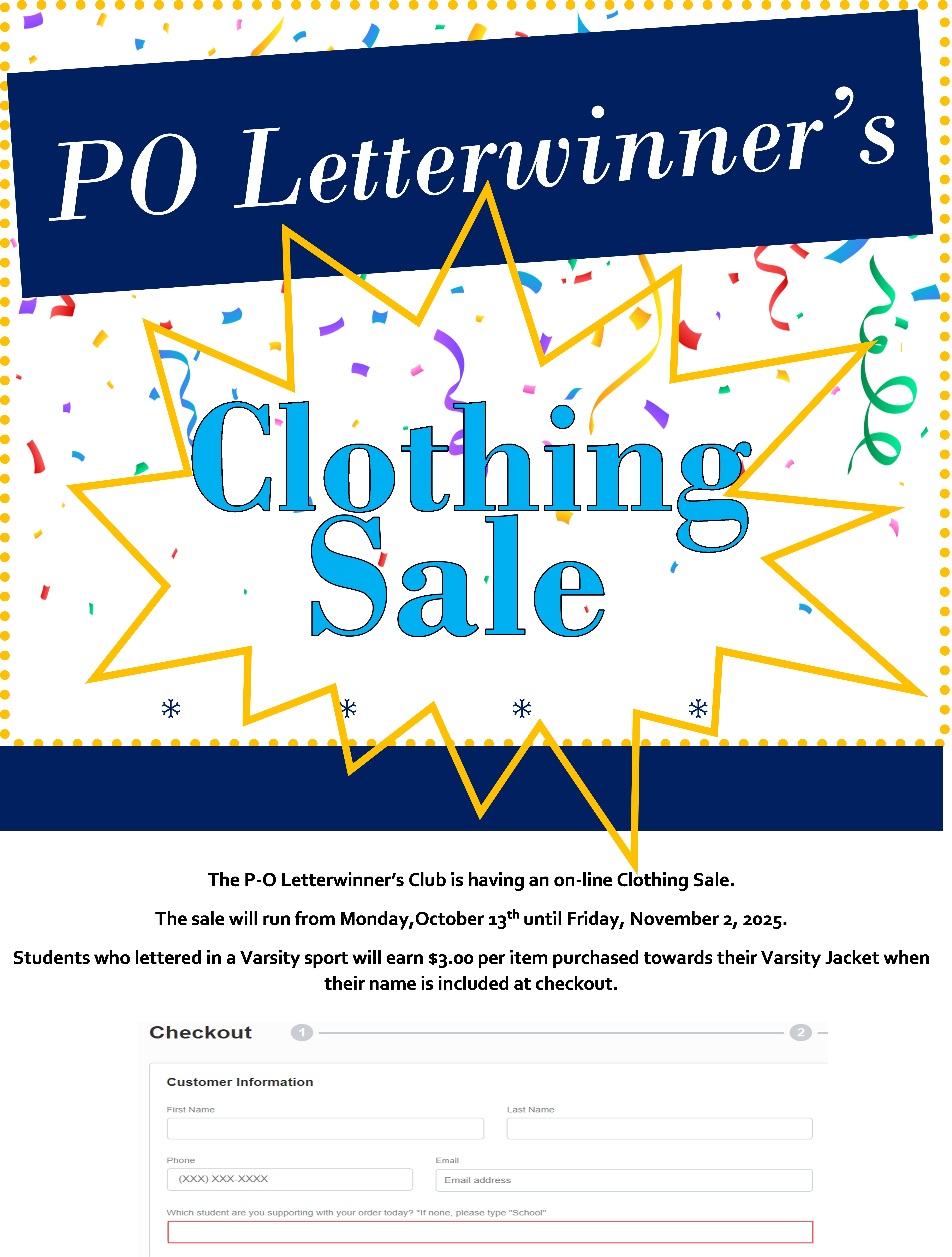 PO Letterman's Clothing Sale